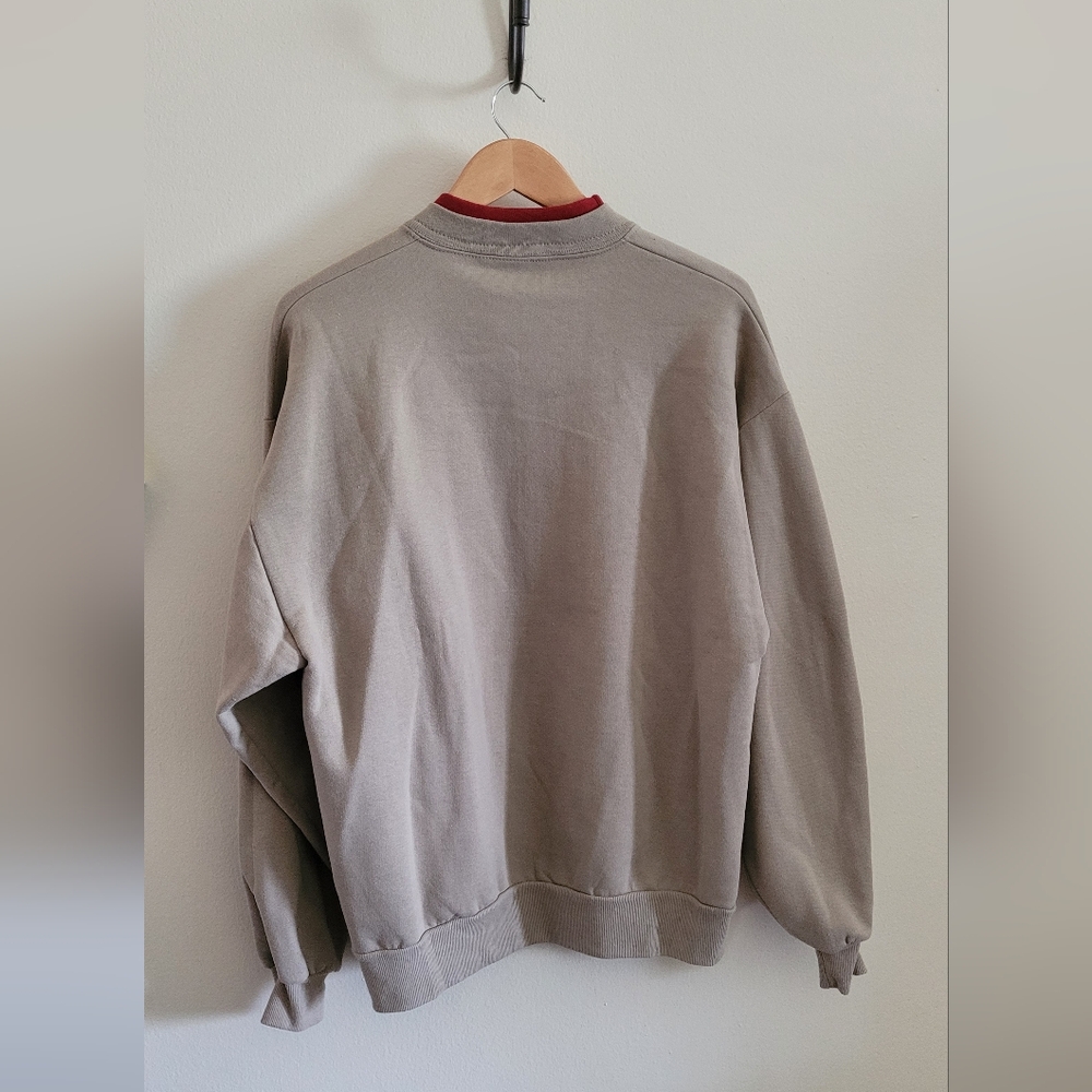 Vtg Top Stitch Embroidered Birdfeeder Pullover Sweatshirt, Women's L, Tan & Red - Picture 6 of 8